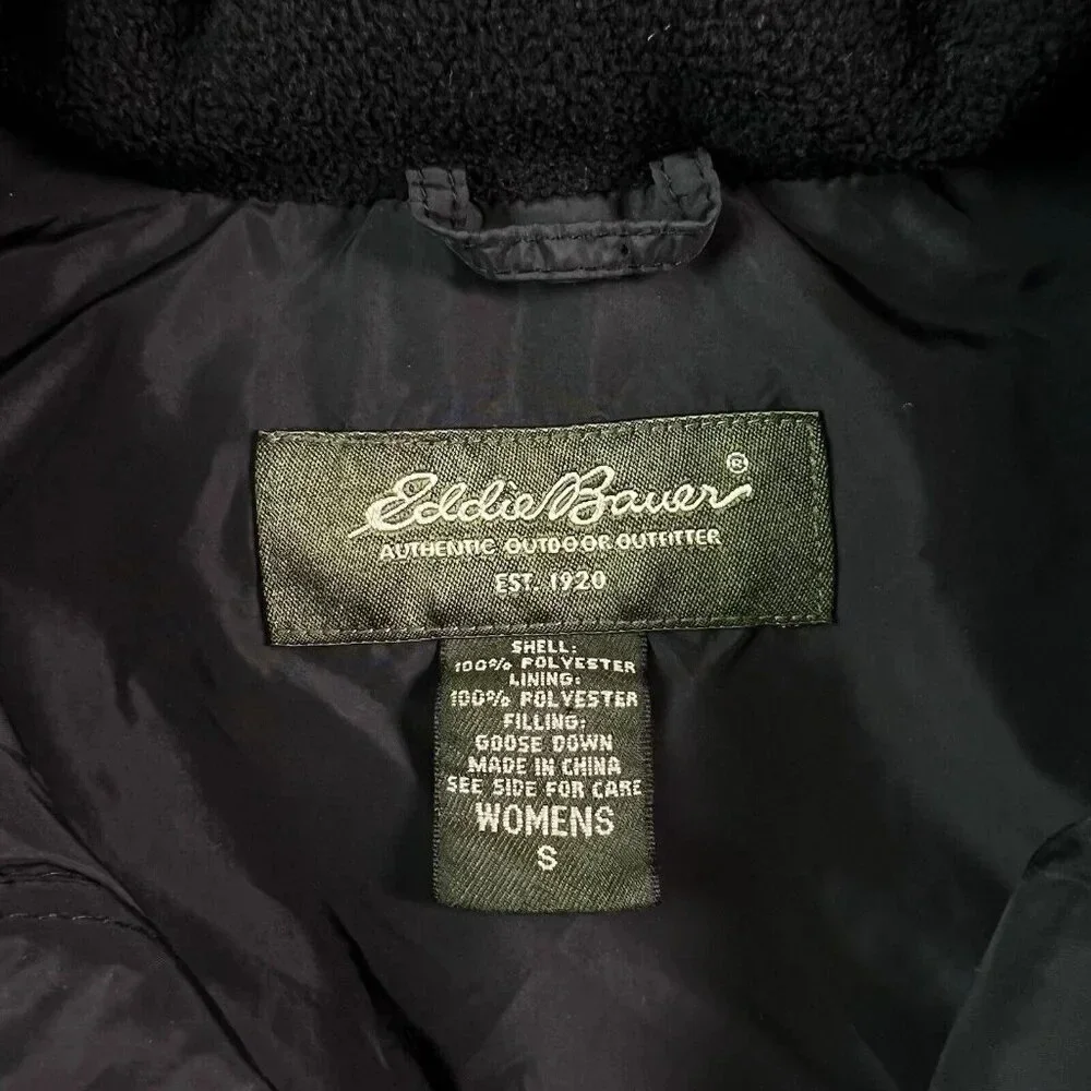 Eddie Bauer Vest Women's Small Black‎ Puffer Diamond Quilted Full Zip Outdoor